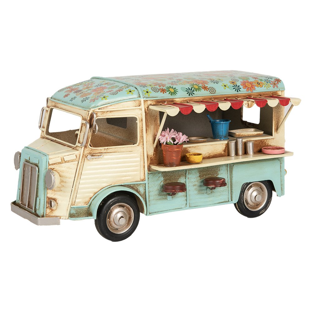 Dekorationsbildbus 26x14x14 cm Beige Blue Metal