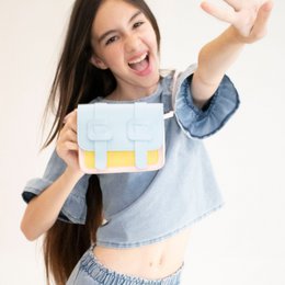 Children's shoulder bag - Tamara the little pink and blue satchel