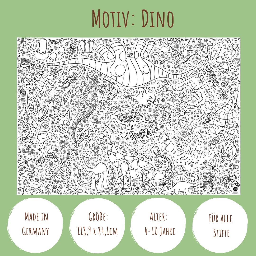 Ausmal-Tischdecke aus Papier - Motiv "Dino"