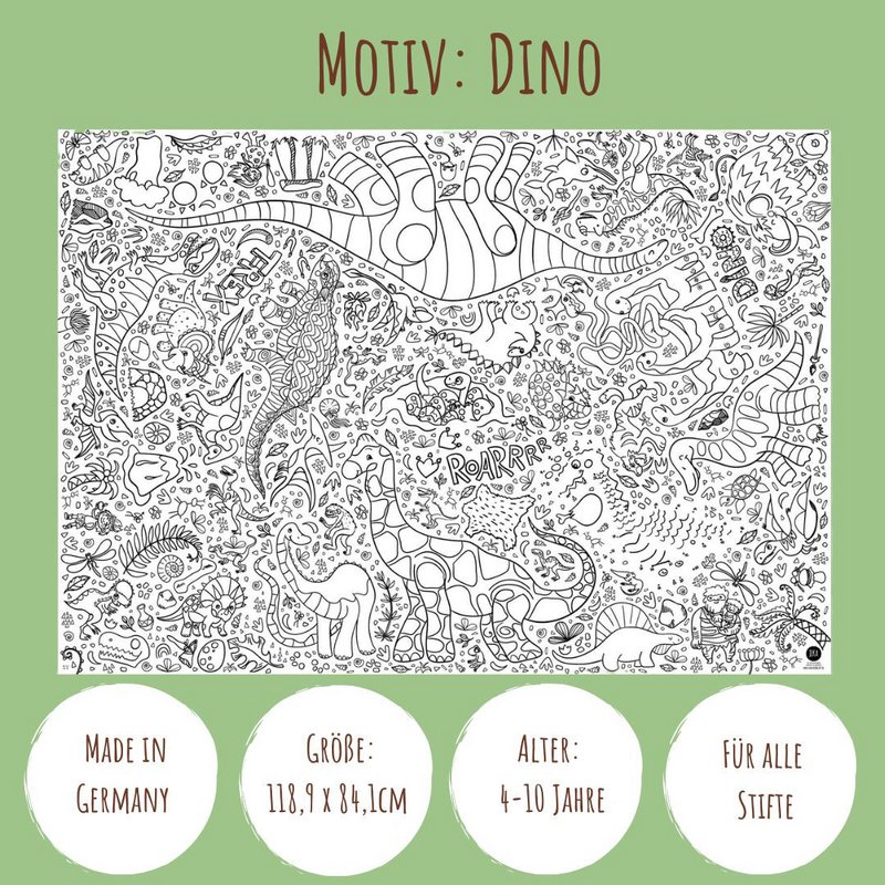 Ausmal-Tischdecke aus Papier - Motiv "Dino"