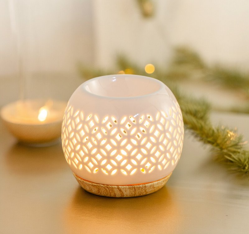 Kominek do perfum z serii Céramy – Qianbi – Lakierowany ceramiczny świecznik – Dyfuzja zapachowych wosków, olejków eterycznych – Dekoracyjny pomysł na prezent