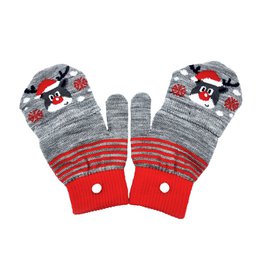 Mittens/half gloves - Grey with Rudolph