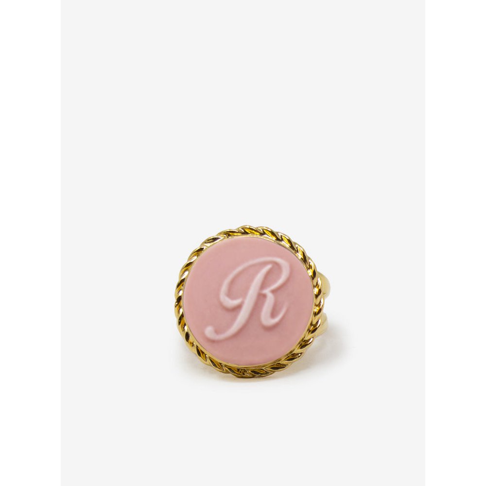 Rosa Cameo-Ring mit Initiale R