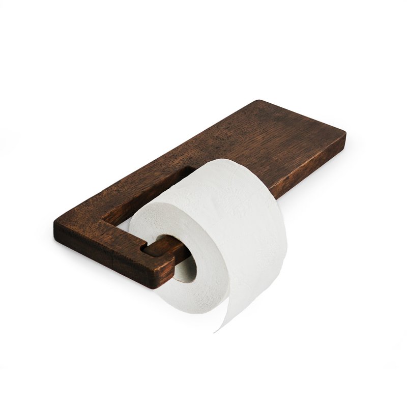 Rustic Wall Mount Toilet Paper Holder with Shelf, Bathroom Organizer for TP Storage and Extra Roll Holder