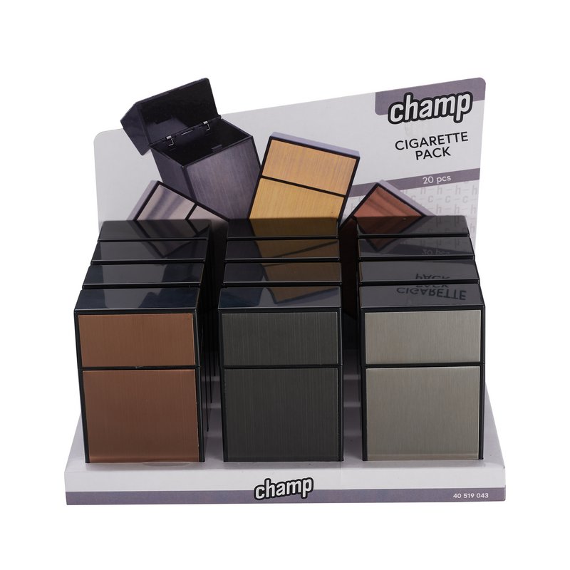 'BRUSHED METAL CHAMP' cigarette pack case