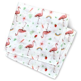 2 musselin håndklæder flamingo - 60cm