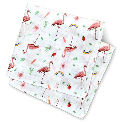 2 Musselinhandtücher Flamingo – 60 cm