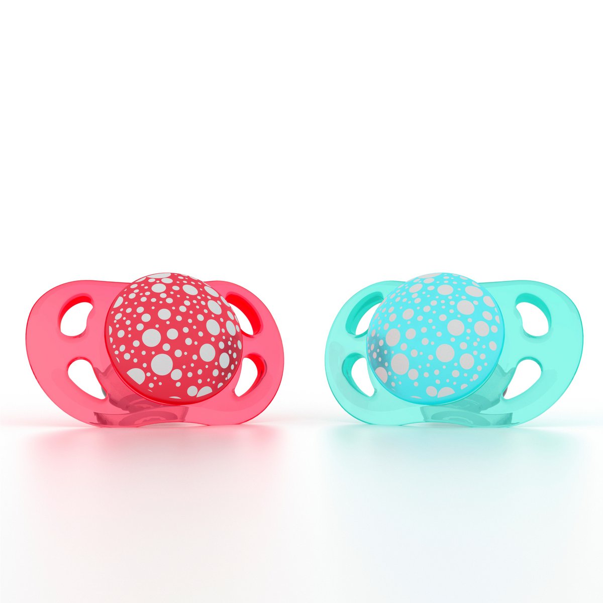 Set of 2 pacifiers 2m+ peach+turquoise