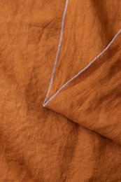 Tapa de cocina (paño de cocina) / detalle de contraste de arcilla y lila, 100% de lino
