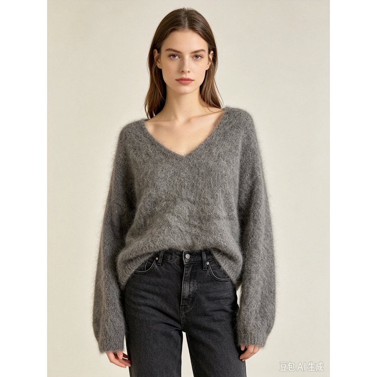 Mohair trui met V-hals REF. 7714
