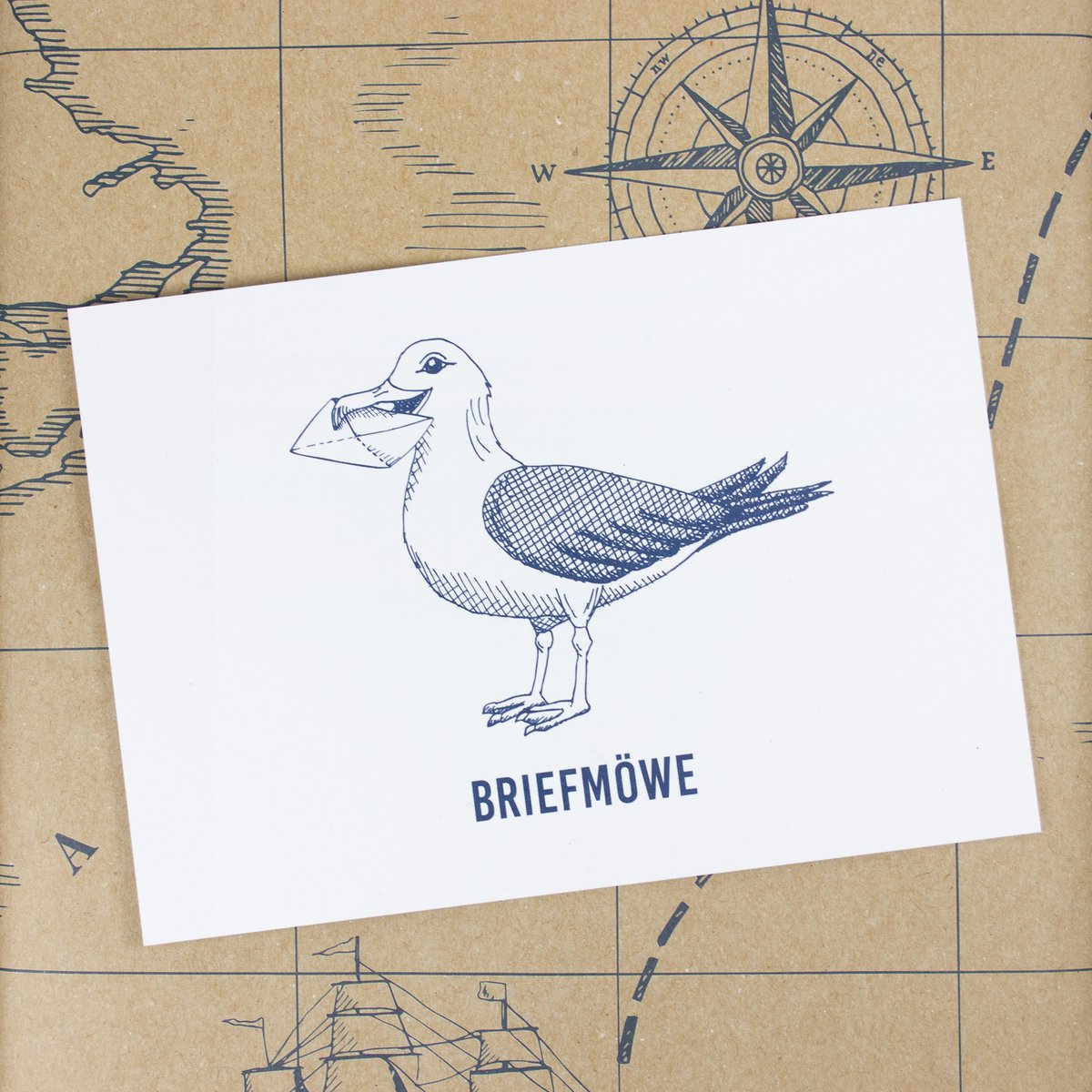 Maritime Postkarte "Briefmöwe" aus Recyclingpapier