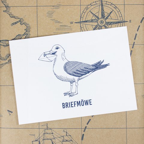 Maritime Postkarte "Briefmöwe" aus Recyclingpapier