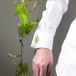 Złote Haftowane Broszki - 3 tropikalne liście (Aroidy)