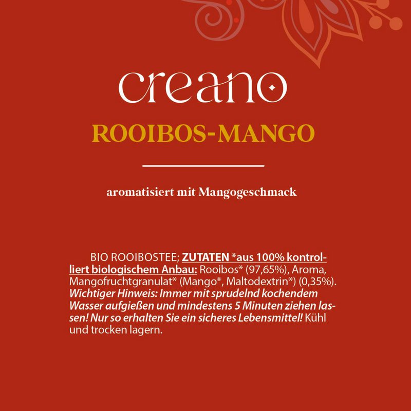 Confezione da 20 bustine di tè Rooibos-Mango biologico