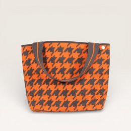 Houndstooth oval tote | Tangerine