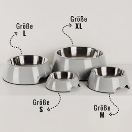 NE & NO® Food Bowl - 2 Set - voor honden en katten - Grijs [Grootte. S / M / L / XL]