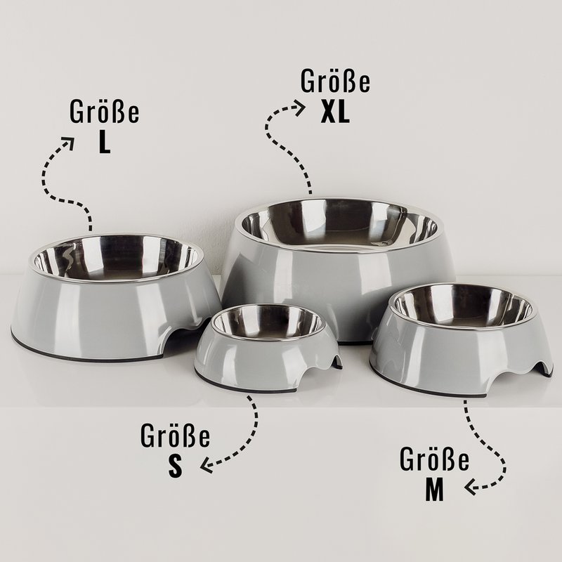 NE & NO® Food Bowl - 2 Set - voor honden en katten - Grijs [Grootte. S / M / L / XL]