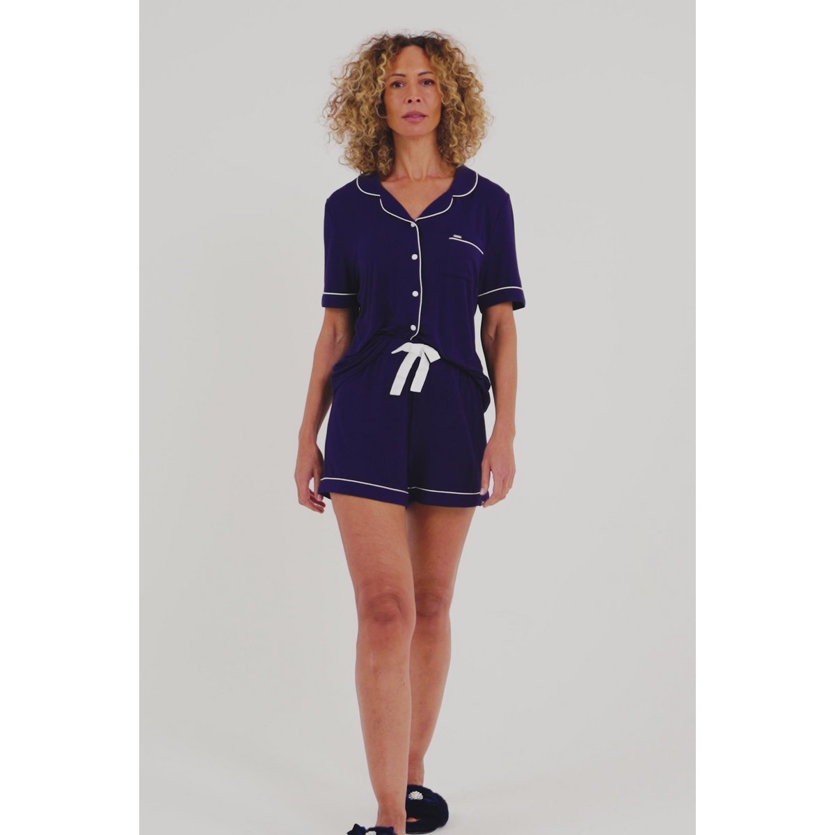 Bamboo Shirt Short Set in Midnight