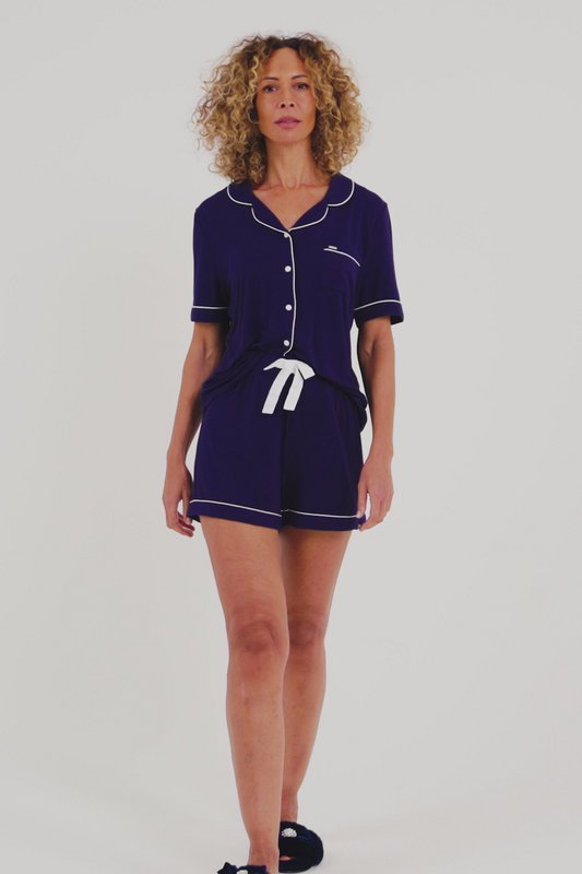 Bamboo Shirt Short Set in Midnight
