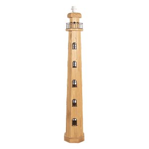 Stehlampe Leuchtturm 23x23x140 cm Braunes Holzstämmerungslampe