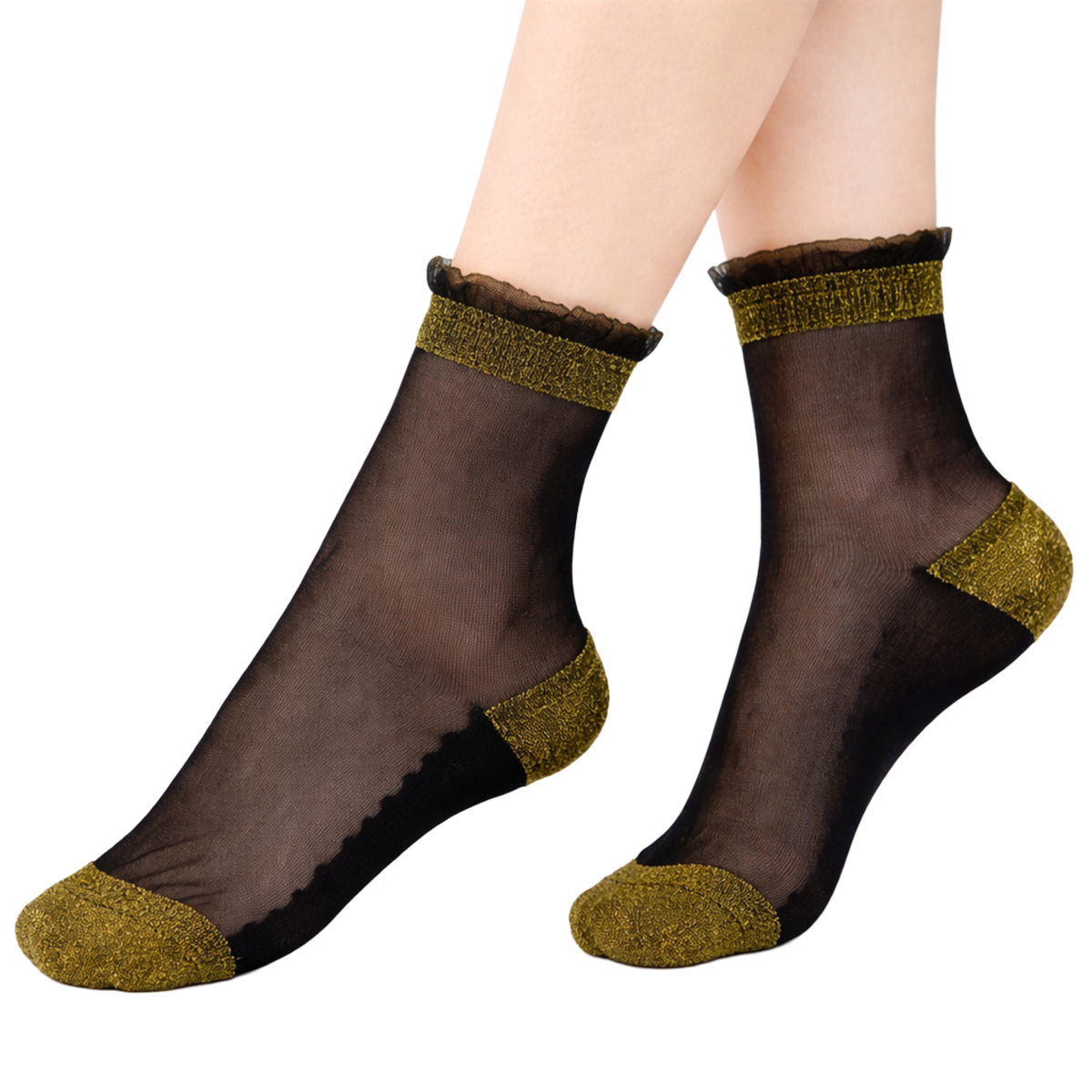 Shine - Gold - Women's socks in ultra-resistant voile