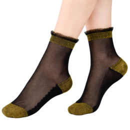 Shine - Dorado - Calcetines de mujer en gasa ultrarresistente
