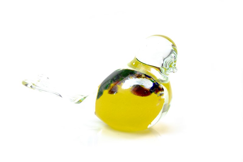 Yellow Glass Bird - multicolor - ø 12 cm - Handmade
