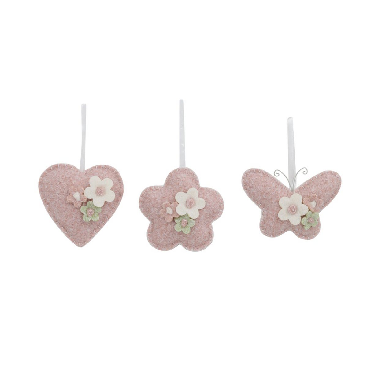 Filzornamentfeder 10 cm 3 sort. Isabelle Rose