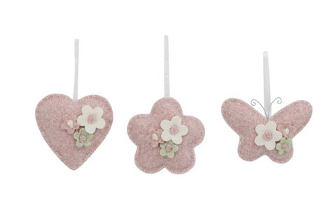 Filzornamentfeder 10 cm 3 sort. Isabelle Rose