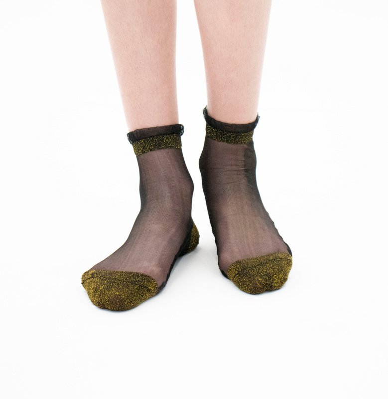 Shine - Dorado - Calcetines de mujer en gasa ultrarresistente