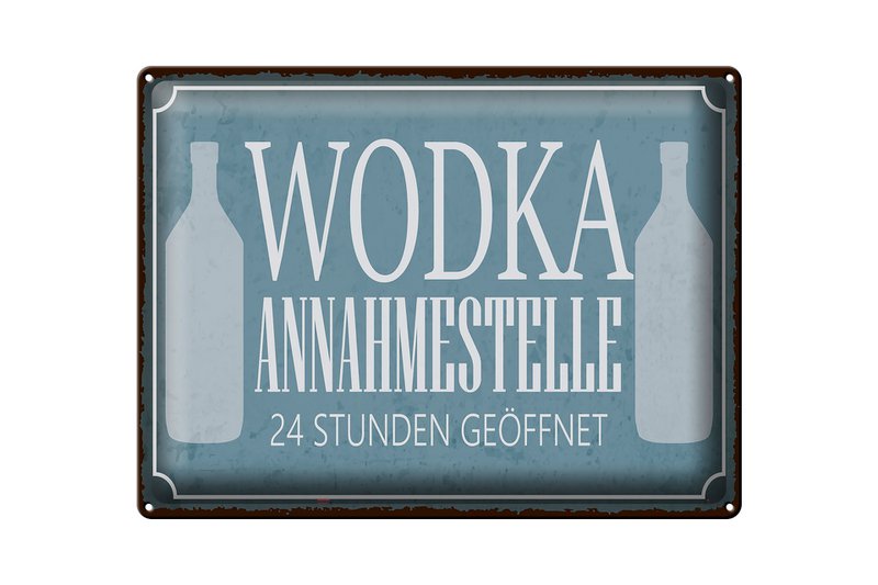 Tin sign saying 40x30cm Vodka acceptance point 24 hours
