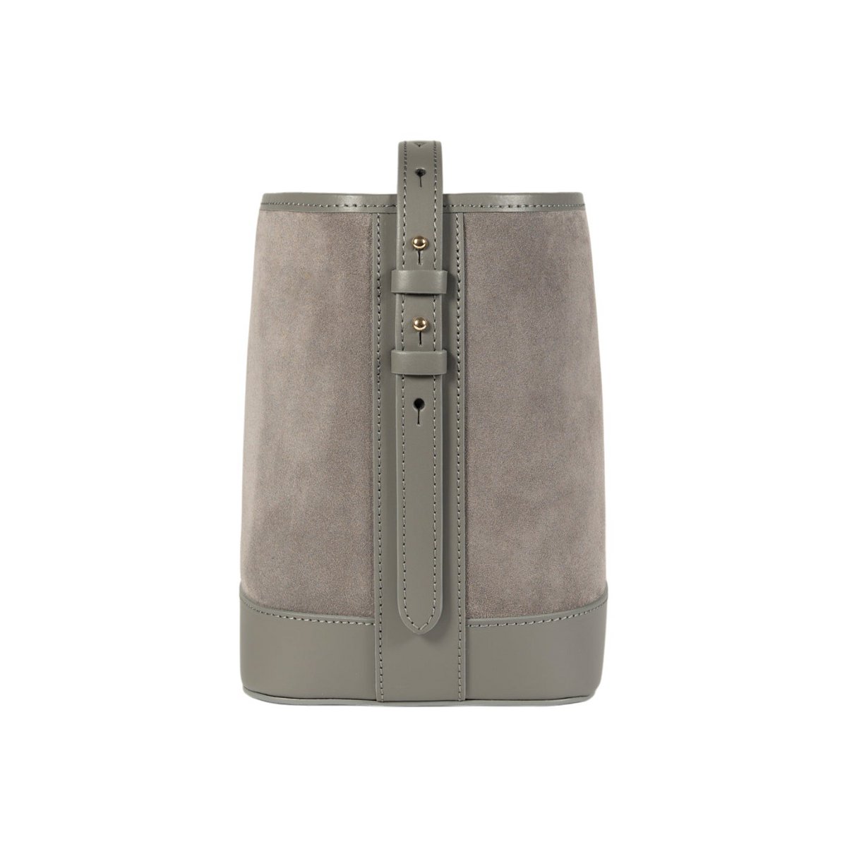 RB1031F | Bag damskiej w Brenda Bucket w prawdziwej skórze wyprodukowanej we Włoszech. Akcesoria jasne złote metal - szary kolor - wymiary: 25 x 23,5 x 17 cm
