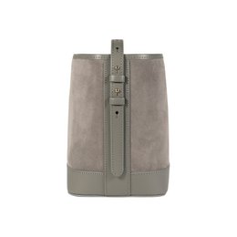 RB1031F | Women's bag in Brenda bucket in real leather made in Italy. Lucid gold metal accessories - Gray color - Dimensions: 25 x 23.5 x 17 cm