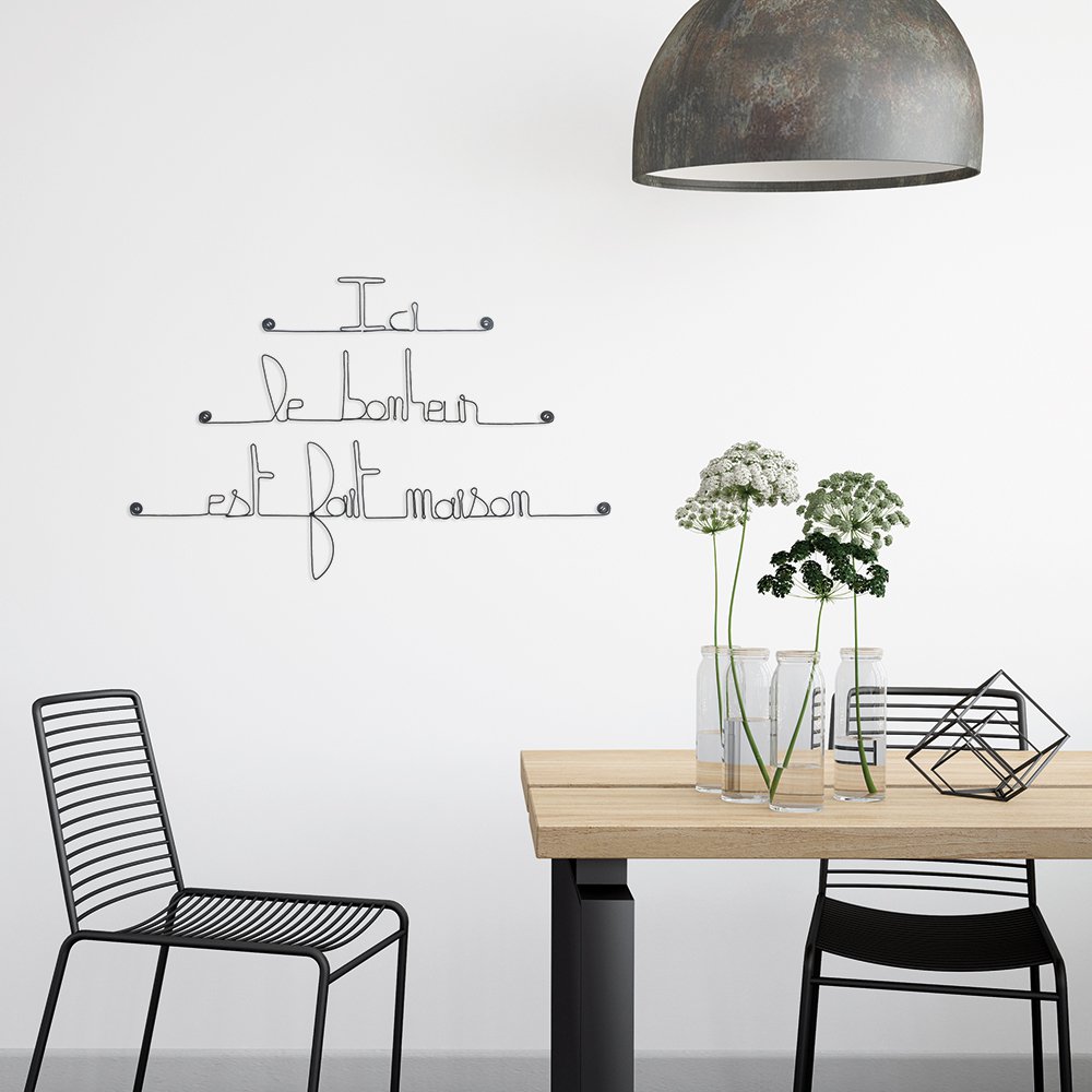 Metal Wall Decoration Quote "Here happiness is homemade" - to pin - Wall Jewelry