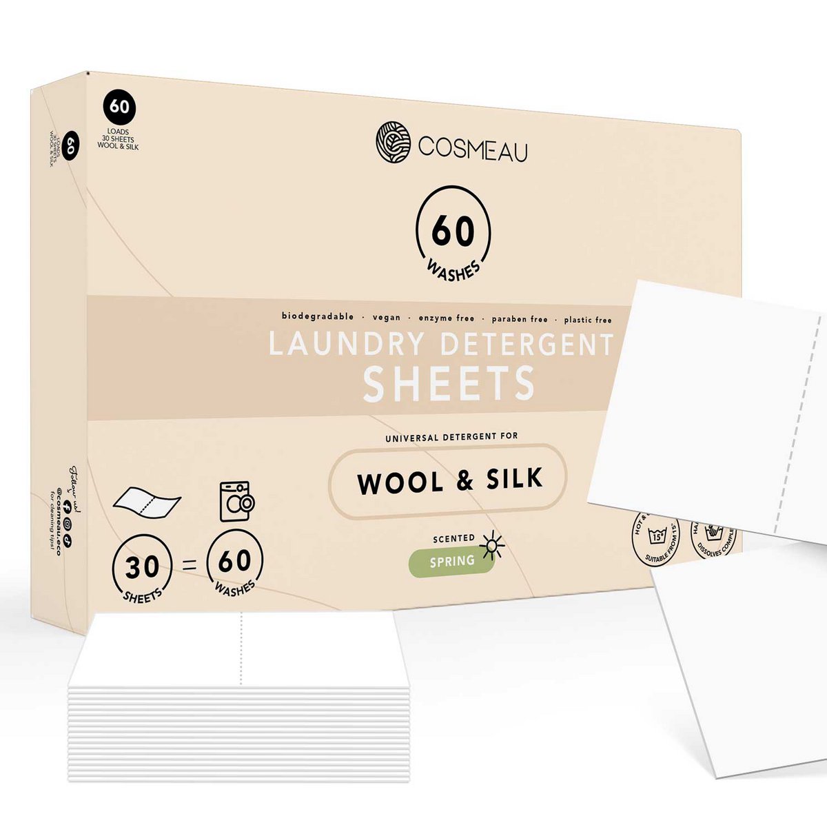 Cosmeau Laundry Sheets Wool and Silk