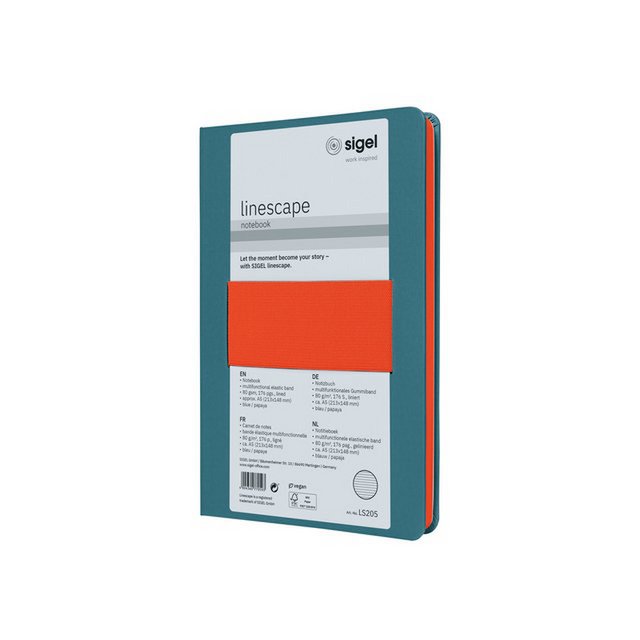 Carnet Linescape Neo A5 l.bleu/ligne papaye 176 pages 80 gr. HC