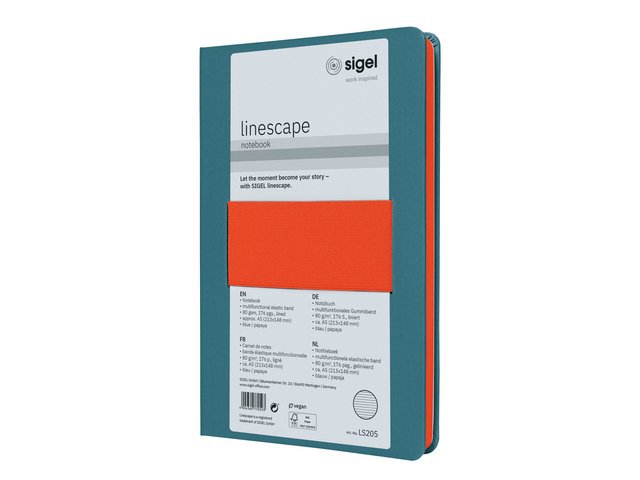 Carnet Linescape Neo A5 l.bleu/ligne papaye 176 pages 80 gr. HC