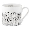 Tasse / Becher, "Hundebande", Hundmotiv, Knochenporzellan, weiß, VE 6, L. 8.8 cm, B. 12.5 cm, H. 9 cm