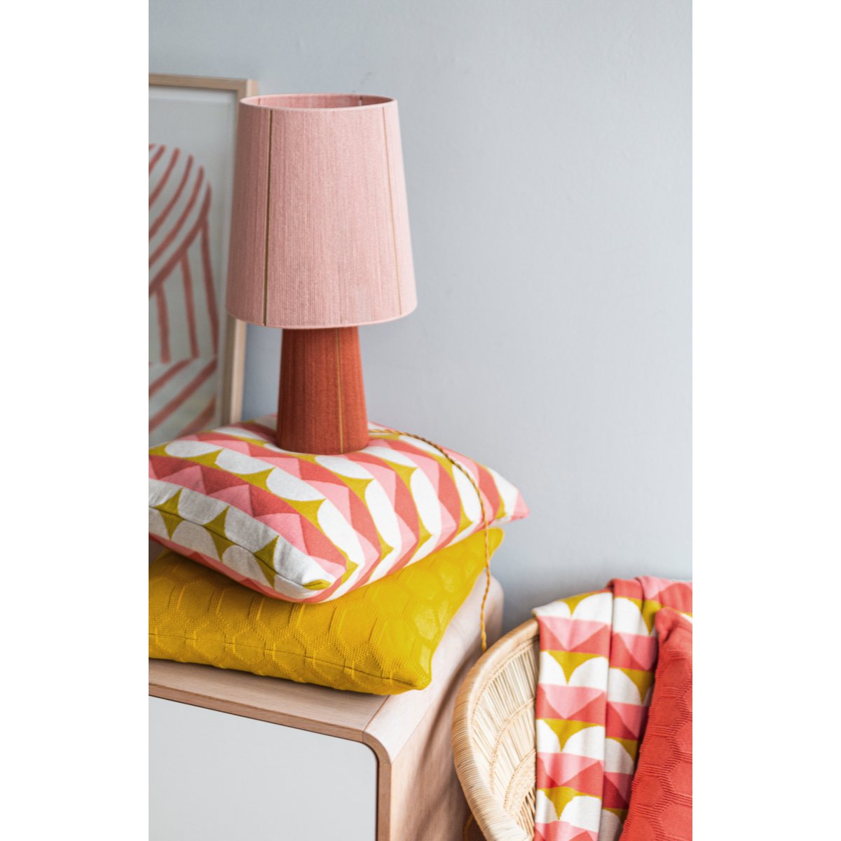 Toby Cover-copertura rosso, morbido jacquard a maglia cotone