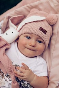 Kindermuts 100% merinowol TEDDY ROZE
