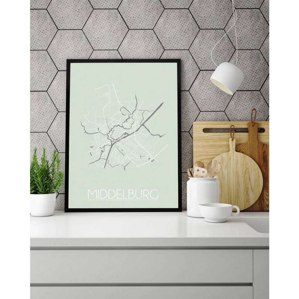 Middelburg Floor plan poster Pastel green