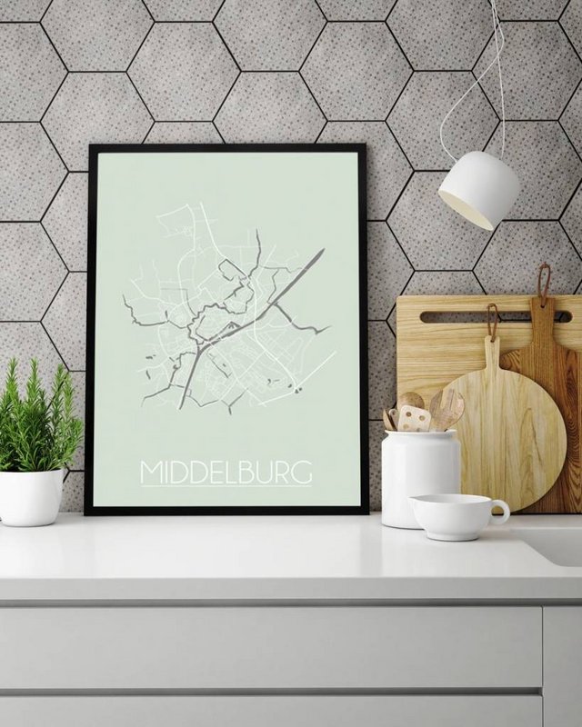 Middelburg Floor plan poster Pastel green