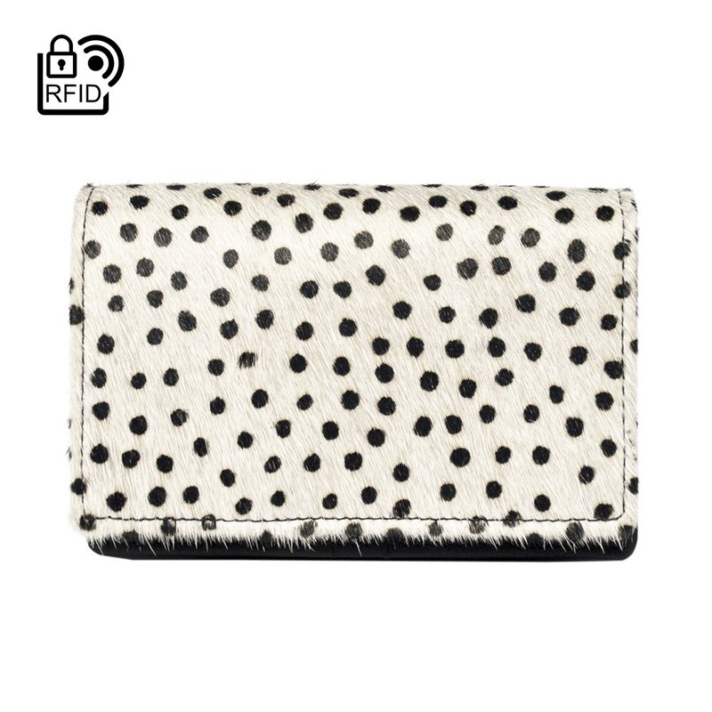 Ladies Wallet Black Leather RFID In 10 Prints