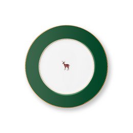 Plate Love Birds Deer Dark Green 21cm