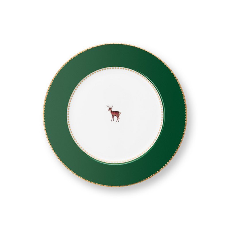Plate Love Birds Deer Dark Green 21cm