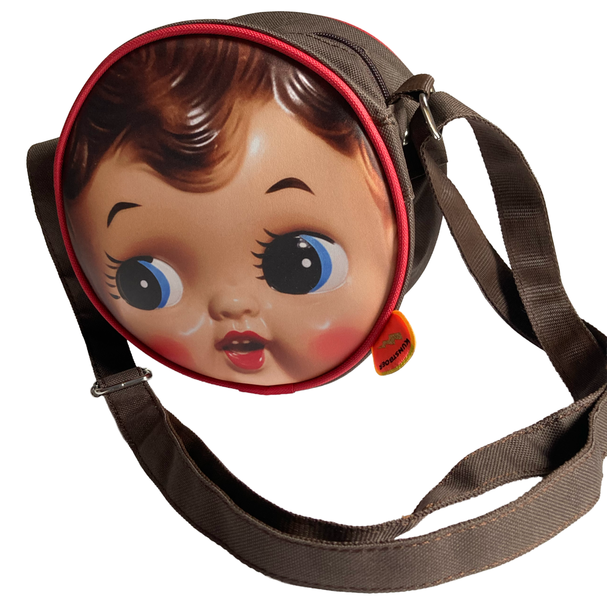 Shoulderbag round - retro doll head