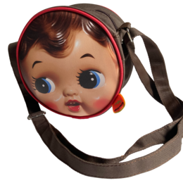 Shoulderbag round - retro doll head