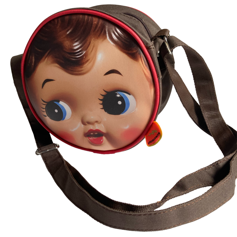 Shoulderbag round - retro doll head