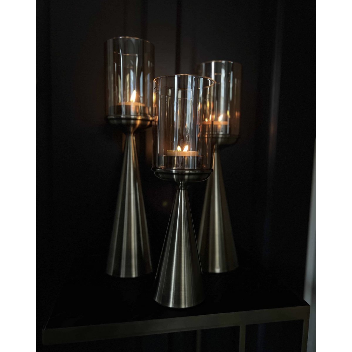 CANDELABRO | VIDRIO | ORO -S-Alto-39CM