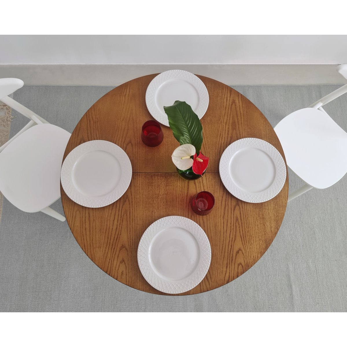 Round Extendable Dining Table veneered JUBI
